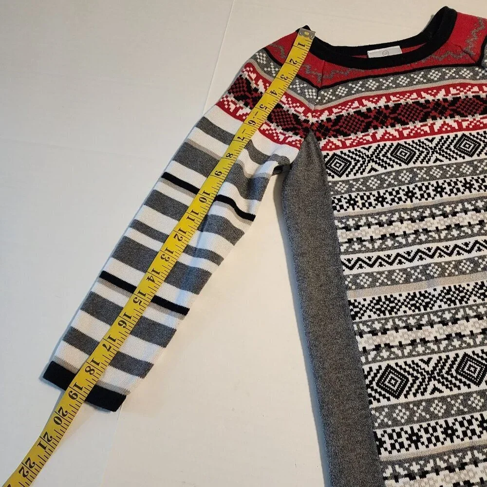 Hanna Andersson sweater dress sz 120 6-7 Fair Isle Nordic ornament print